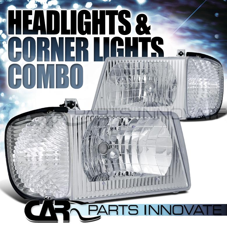 Ford 92-07 e150 e250 e350 econoline van headlights+corner signal lamp clear