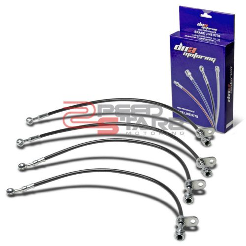 Stainless brake line/hose pvc coated 4pc for 97-01 honda prelude bb6 h22a4 black