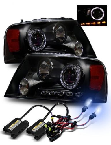 Fit 04-08 f150 06-08 lincoln mark lt halo projector headlights black +8000k hid