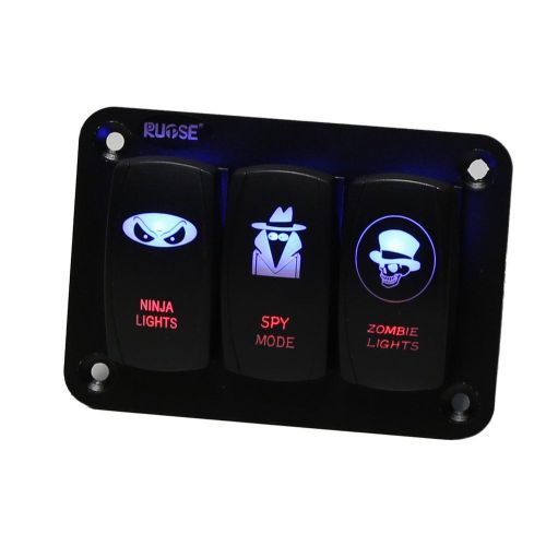 Marine boat car switch panel 3 gang 2 charger+4usb slot blue led light