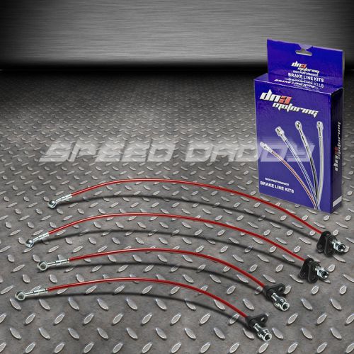 Front+rear stainless steel hose brake line/cable 88-91 honda prelude ba b20 red