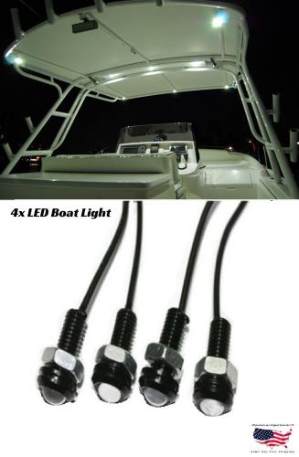 4 pcs white led boat light waterproof 12v deck storage kayak bow jetski accents