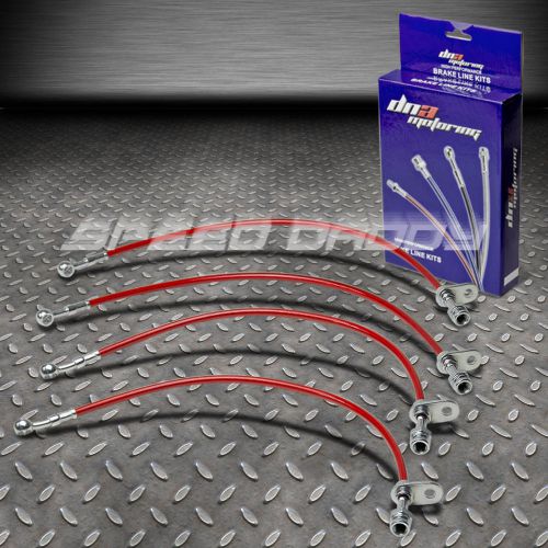 Front+rear stainless hose brake line kit for 97-01 honda prelude bb6 h22a4 red