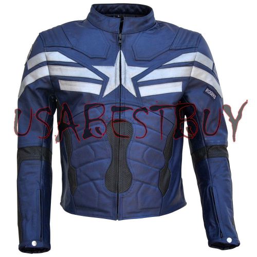 New custom handmade motorcycle leather jacket in captain america costume 2015 b