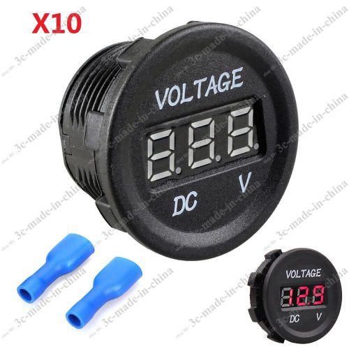 10x 12v 24v circular panel mount red led voltmeter waterproof for 29mm hole