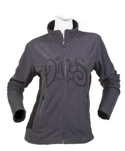 Divas snow gear ladies etched fleece mid-layer jacket - charcoal (lg / large)