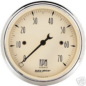 Auto meter antique beige elect 3 1/8&#034; tachometer #1898