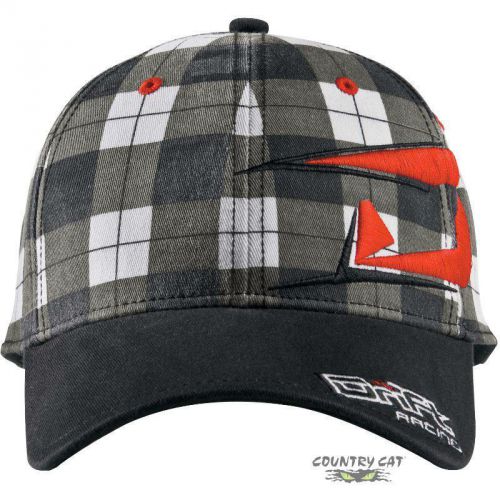 Drift racing checkered big &#034;d&#034; baseball cap hat gray white red 5235-506 507 508