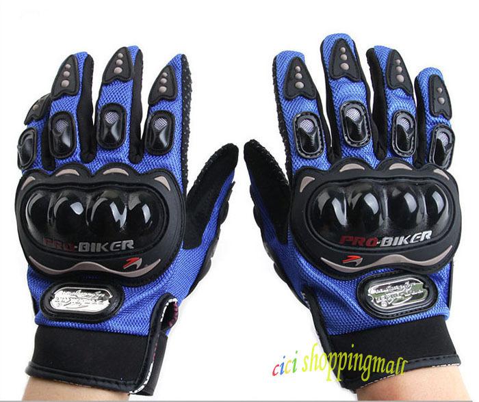 Motorcycle motorbike racing bike gloves carbon fiber pro-biker blue size xl