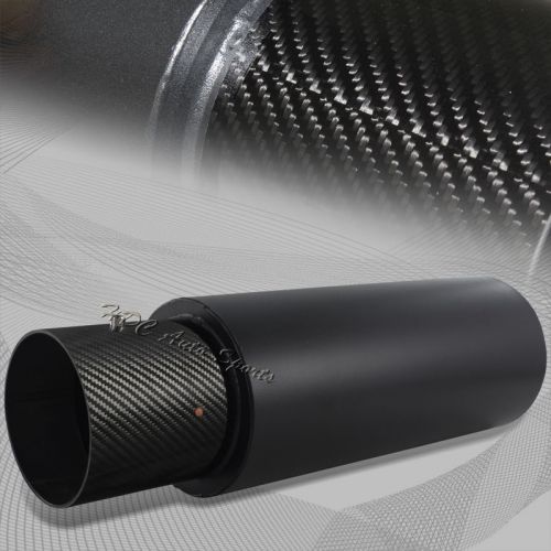 4&#034; n1 carbon fiber tip black stainless steel weld-on exhaust muffler 2.5&#034; inlet