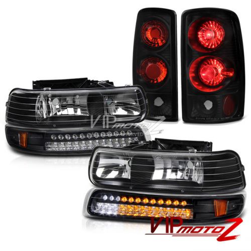 2001-2006 chevy suburban z71 black headlight led signal bumper+ rear brake light