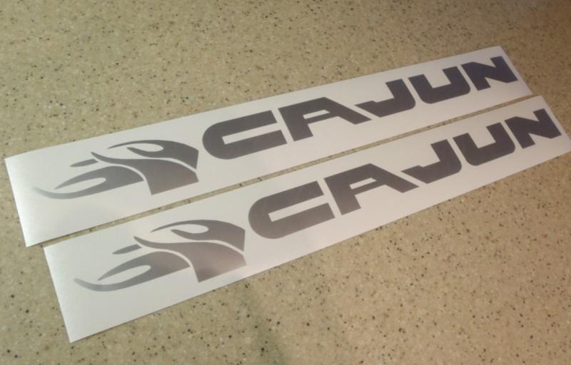 Cajun bass fishing boat vintage decal silver 2-pk free ship + free fish decal!