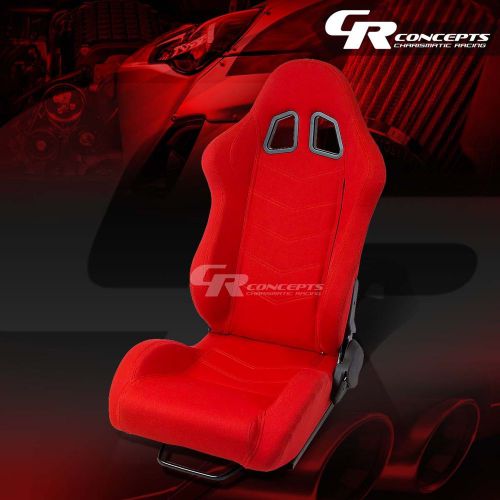 2 x red fully reclinable sports racing seats+mounting slider driver left side