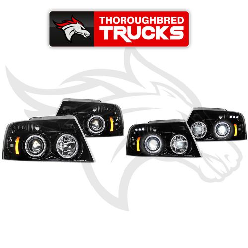 Recon black/smoke halo projector led headlights; 264198bk