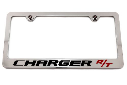 Dodge charger r/t chrome license plate frame chome / black &amp; red