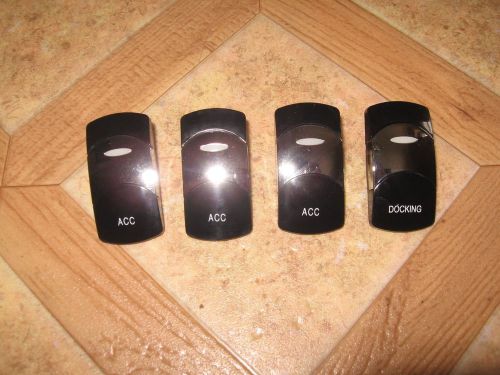 4 pack marine black &amp; chrome boat rocker switch covers acc, docking