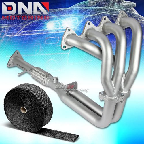 4-2-1 stainless ceramic exhaust race header for honda prelude h22 bb1+heat wrap