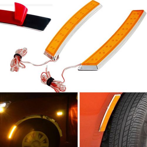 Universal car 2x 18 led fender wheel eyebrow side yellow reflector turning light