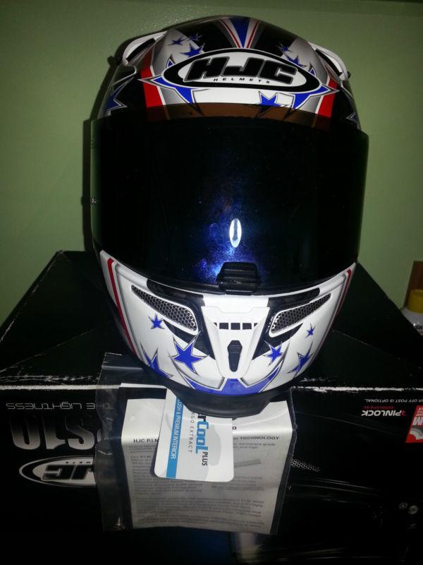  hjc rps-10 patriot white/red/blue full-face motorcycle helmet