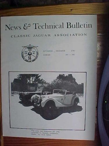 Classic jaguar association news &amp; technical bulletin nov-dec 1985 number 285-286