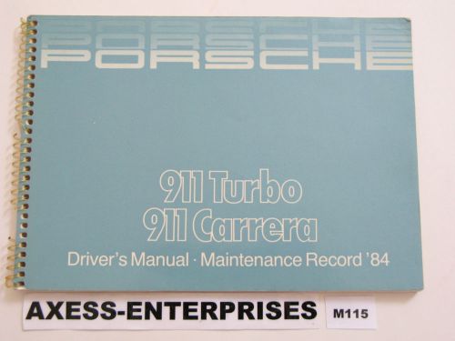 1984 porsche 930 turbo 911 carrera coupe targa cabriolet owners manual m115 row