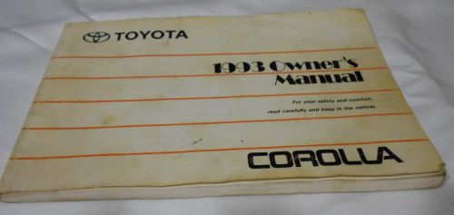 1993 toyota corolla owner&#039;s manual. free s/h