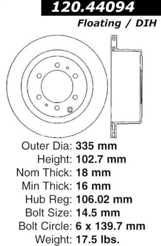 Centric parts 127.44094l rear performance brake rotor