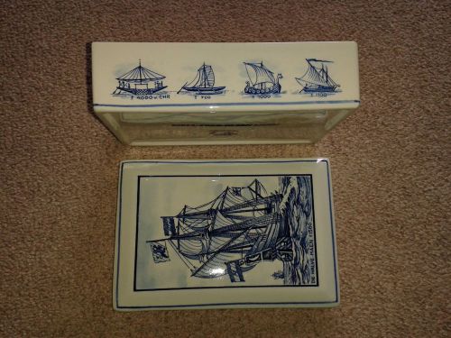 Vintage boat, yacht, fjell fred olsen lines &#034;ceramic blue box&#034; gorgeous gift a+