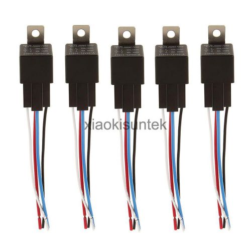 5x12v 40a car automotive heavy duty relay 4pin fuse fused on/off spst plug