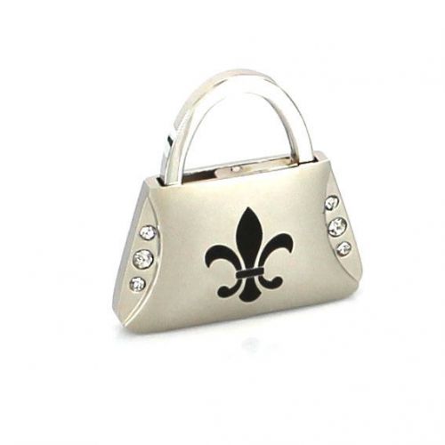 Fleur-de-li purse shape keychain w/6 swarovski crystals