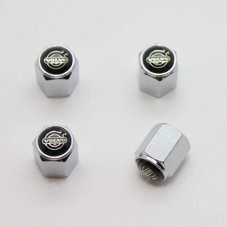 4pcs  chromed metal car tire wheel valve airtight stem caps for volvo all model