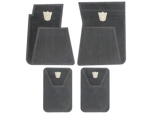 New 1960-72 galaxie floor mats front rear black rubber white ford crest fairlane