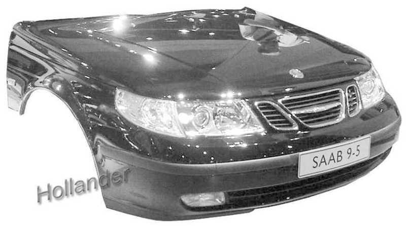 02 03 saab 9-5 front clip w/o xenon