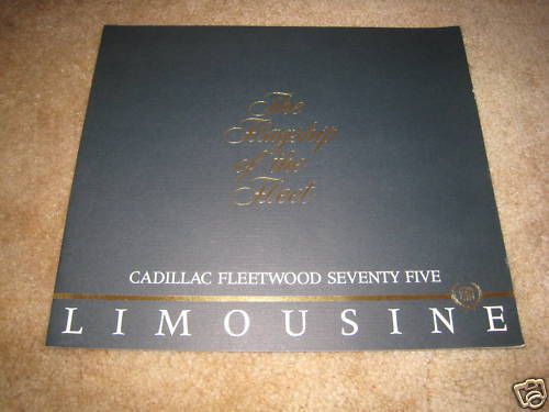 1986 cadillac fleetwood 75 seventy-five limousine sales brochure literature