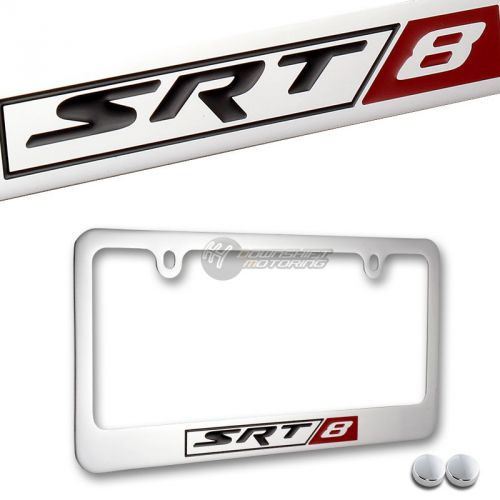 Dodge srt-8 logo chrome brass metal license plate frame  w/ screw caps new!!