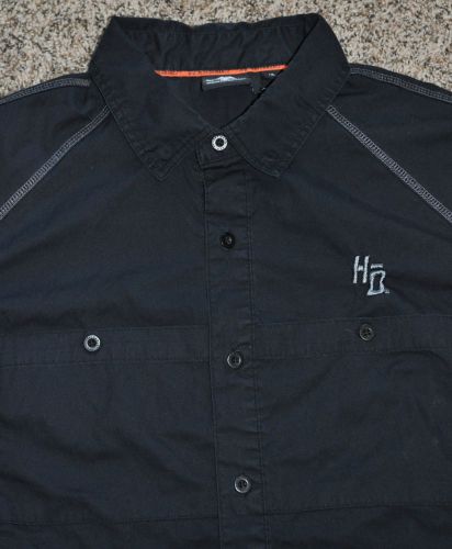 Harley-davidson motorcycle button up shirt men xl x-large black mechanic sewn ss