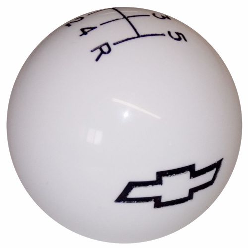 Chevy bow tie 5 speed white w/ black pattern shift knob choose thread size