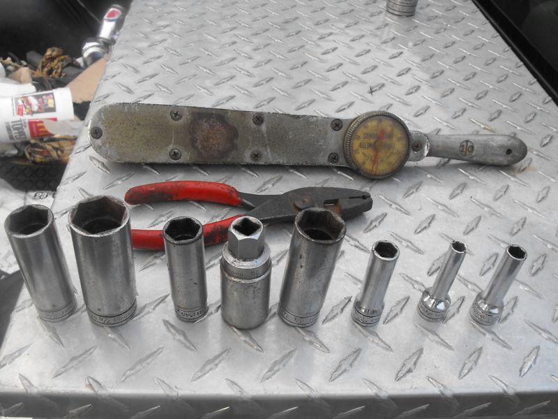 Snap-on lot deep well sockets torque wrench hose clamp pliersand ratchet