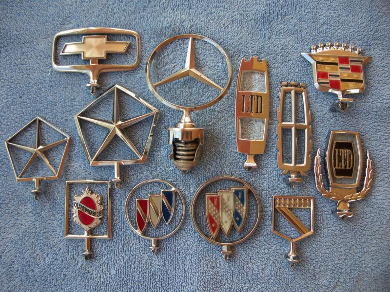 Hood ornament emblem lot collection...all good loops & no missing color inserts