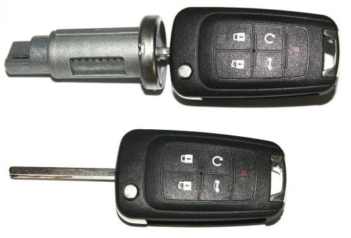 New gm ignition lock cylinder switch w/2 flip remote keys 5912545 5 buttons