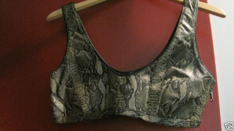 Snake print leather half top woman's harley davidson