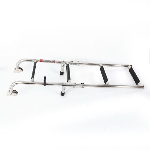 Stainless steel telescoping 4 steps fold down ladder for marine boat platform