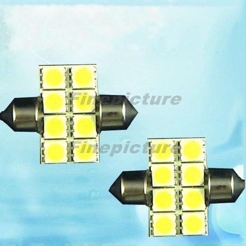 Top 2pcs white smd 8 led car motor light backup side tail lighting 31mm x 22mm