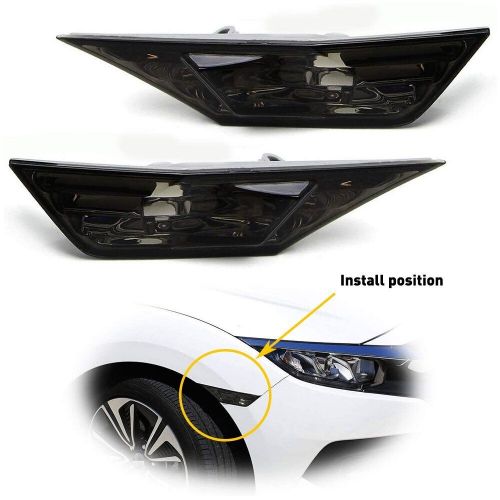 For 2016- honda civic 10th gen switchback led side marker turn signal lamp smoke