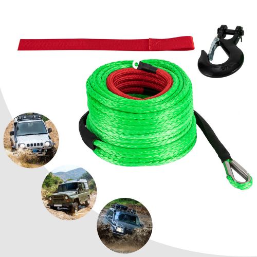 3/8x100&#034; synthetic winch rope w/ hook winch cable 30.48m/100ft 23809lbs       