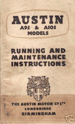 1956 1957 1958 1959 austin a95 & a105 owners manual