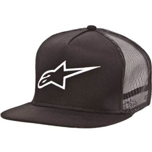 Black alpinestars corporate snapback trucker hat