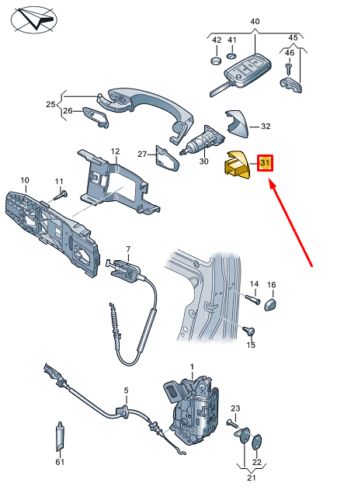 New vw polo aw mk6 front left door lock housing rhd 2g08391673fz