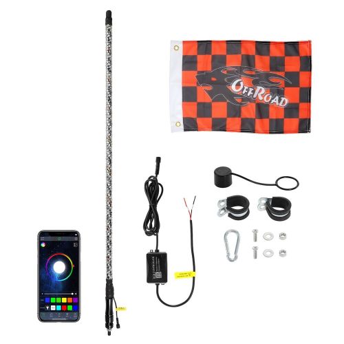 Auxbeam 5ft flexible led whip light sprial rgb flag bluetooth for polaris rzr