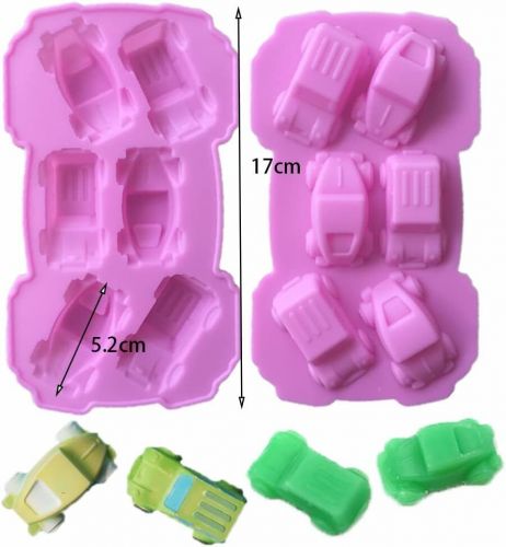 Set of 5 different tire wheel carton car shape random color (gray or pink)